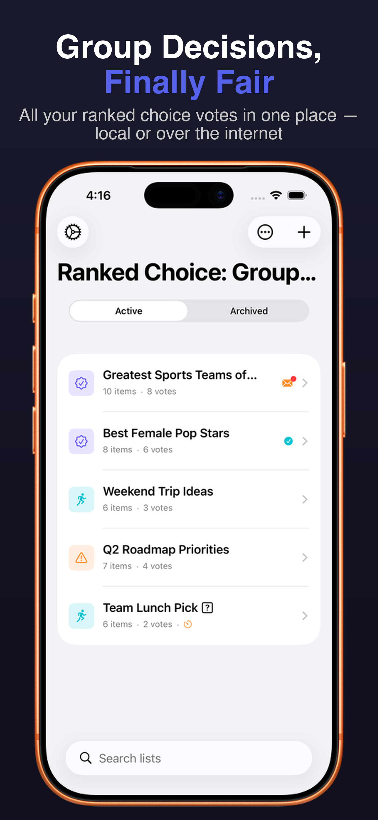 Ranked Choice: Group Vote screenshot