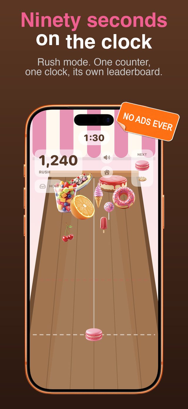 Rush mode — 90-second clock running mid-run